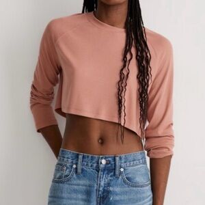 MADEWELL Dusty Rose Cropped long sleeve Top